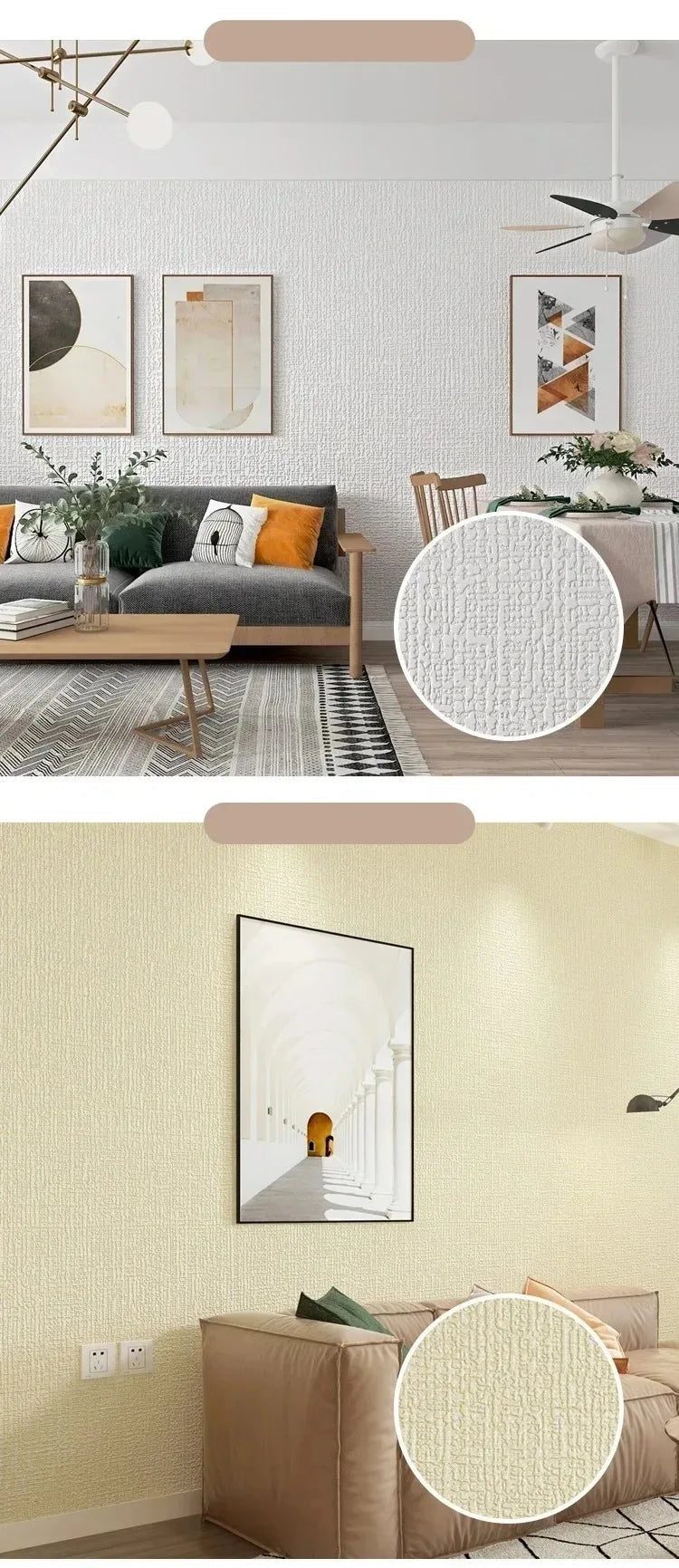 Self-Adhesive 3D Linen Texture Foam Wall Panels (50cm) | Waterproof & Soundproof PVC Wallpaper for Living Room & Bedroom Name to come later