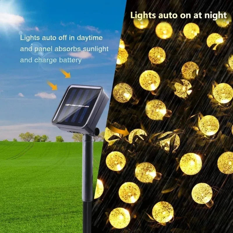 Solar Powered Crystal Globe LED String Lights | IP65 Waterproof | 8 Modes for Garden & Christmas Decor Name to come later
