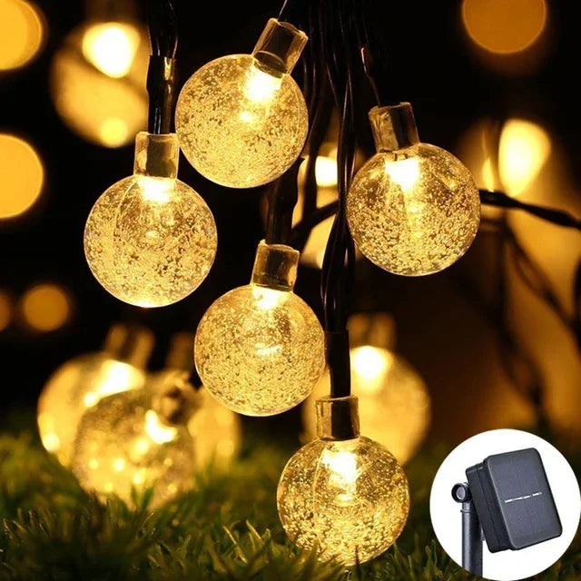 Solar Powered Crystal Globe LED String Lights | IP65 Waterproof | 8 Modes for Garden & Christmas Decor Name to come later