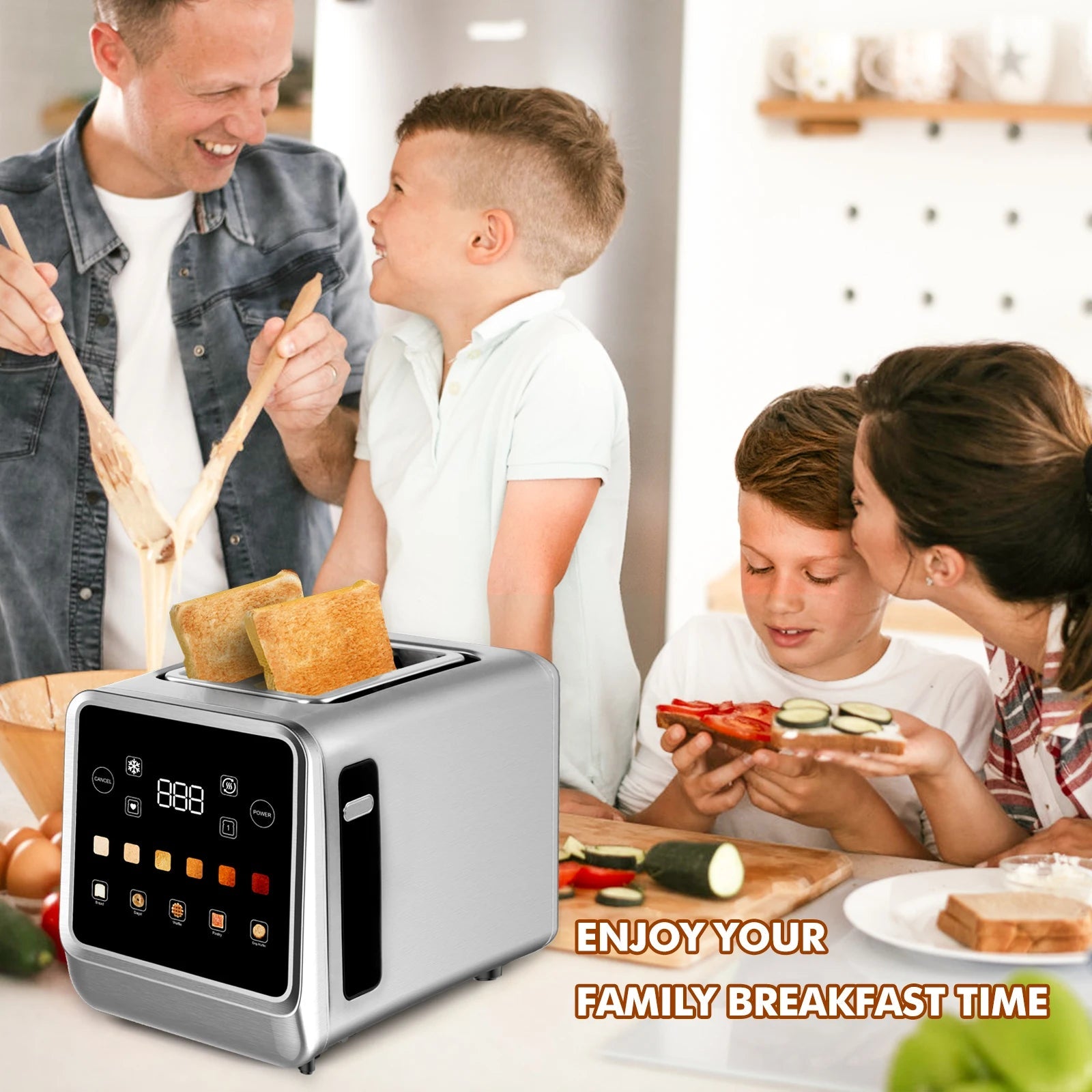 Smart 2-Slice Toaster with LCD Display | Digital Timer, Stainless Steel, and 6-in-1 Bread Type Settings (6 Shade Levels) Name to come later