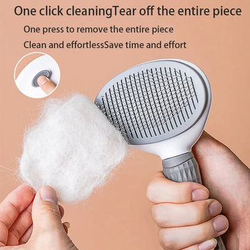 Self-Cleaning Pet Deshedding Comb for Dogs & Cats | Knot and Tangle Removal Brush | Floating Hair Grooming Tool