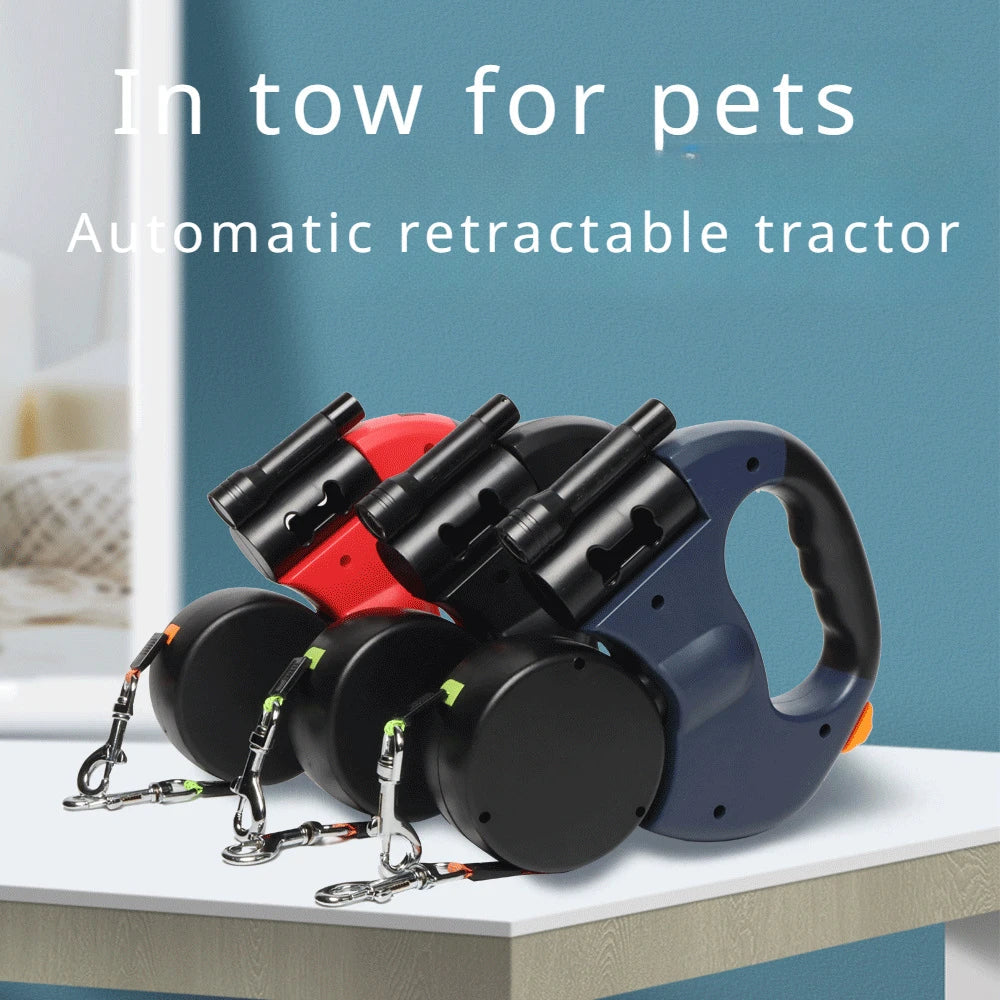 Retractable Dual Dog Leash with Flashlight — Tangle-Free Two-Dog Leash for Easy Walking Name to come later