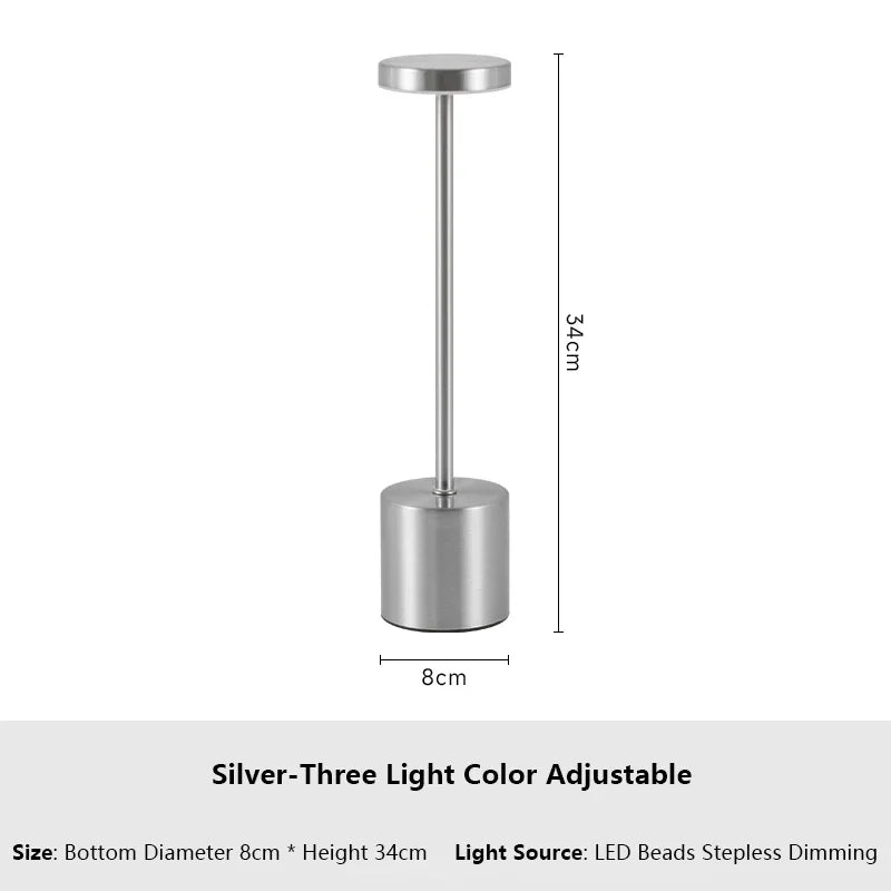 Modern Metal Touch Desk Lamp | 3-Color Adjustable, USB Rechargeable Bedside Light Name to come later