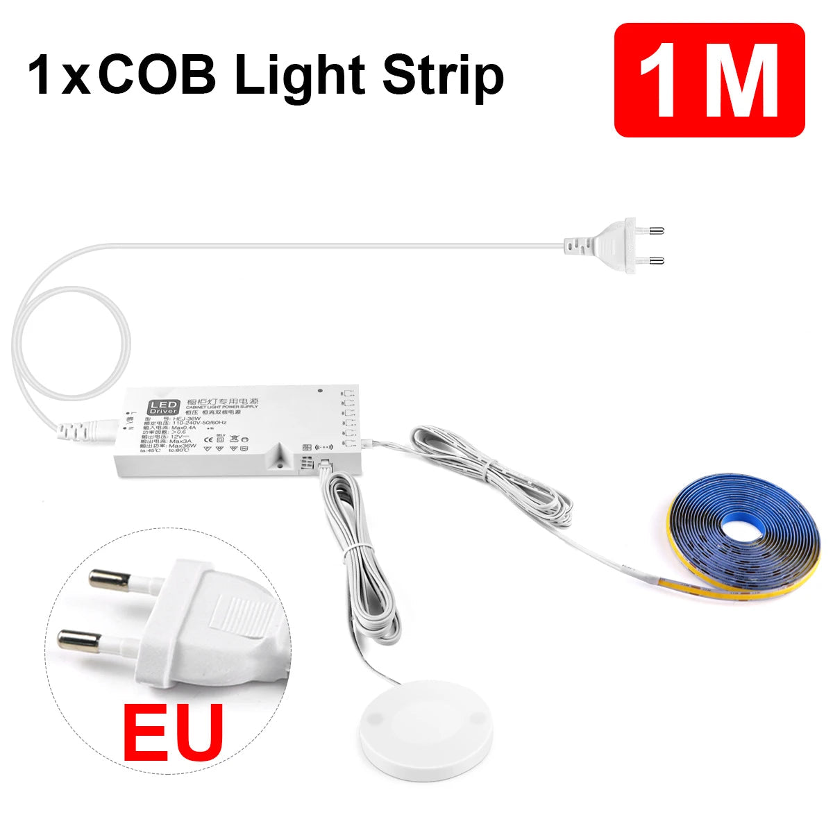 Penetrable Touch Sensor COB LED Strip Light, Hidden Dimmable Under Cabinet Lighting for Wood/Glass, 320Leds/m Name to come later