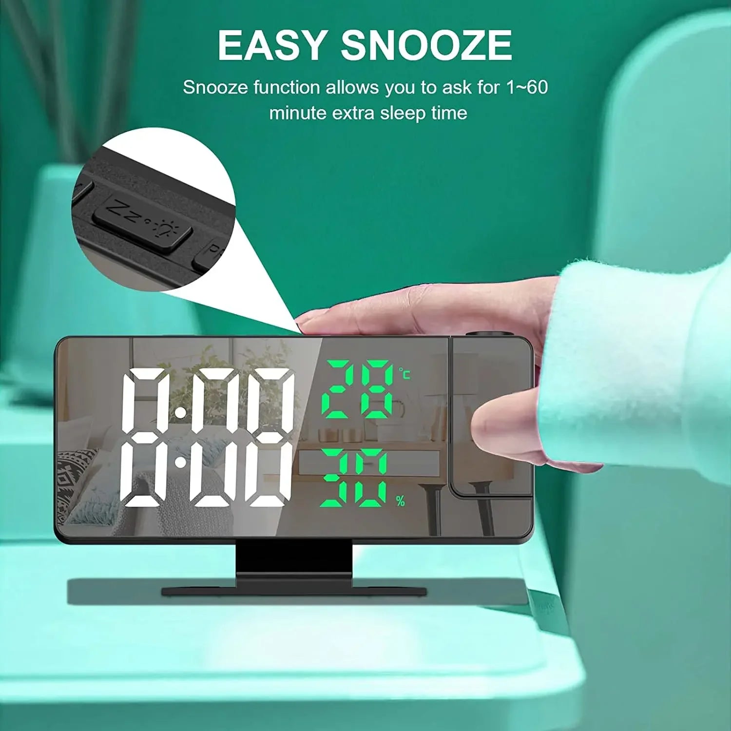 LED Digital Projection Alarm Clock | Ceiling Projector with Time & Temperature Display, Backlight & Snooze for Home Name to come later