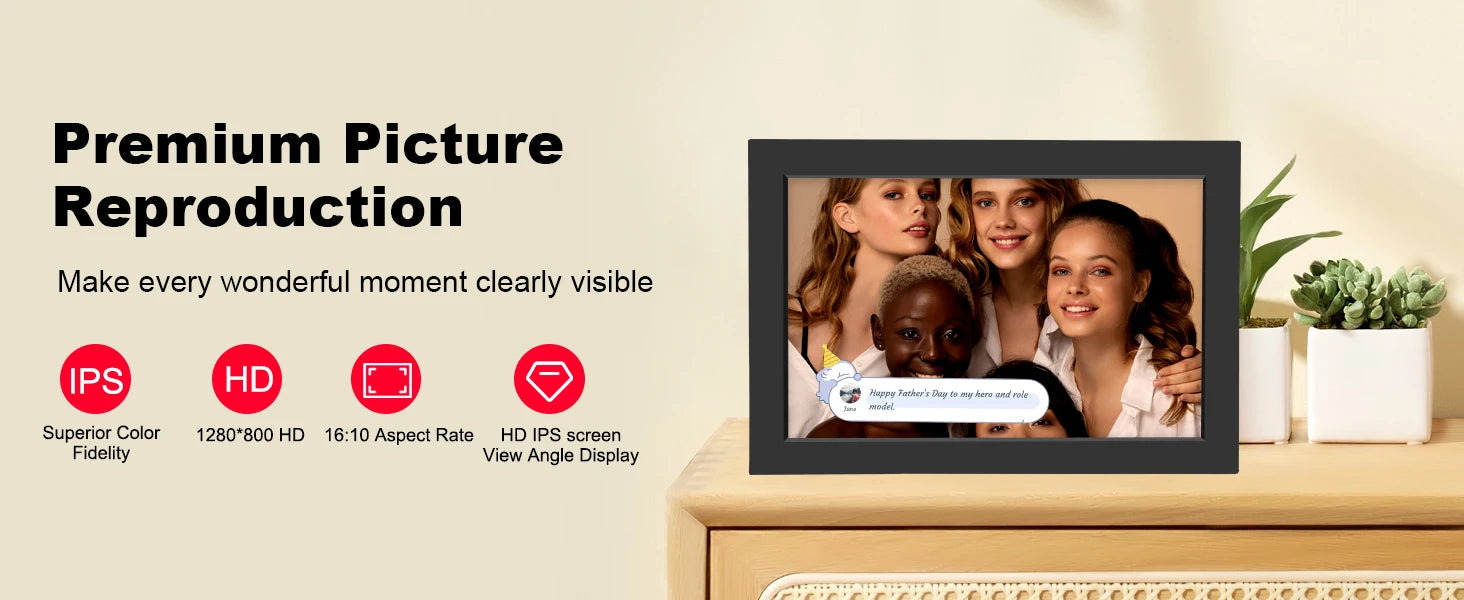 WiFi Digital Photo Frame 10.1 Inch 32GB Smart Digital Picture Frame with 1280x800 IPS HD Touch Screen Digital Frame Gift Name to come later