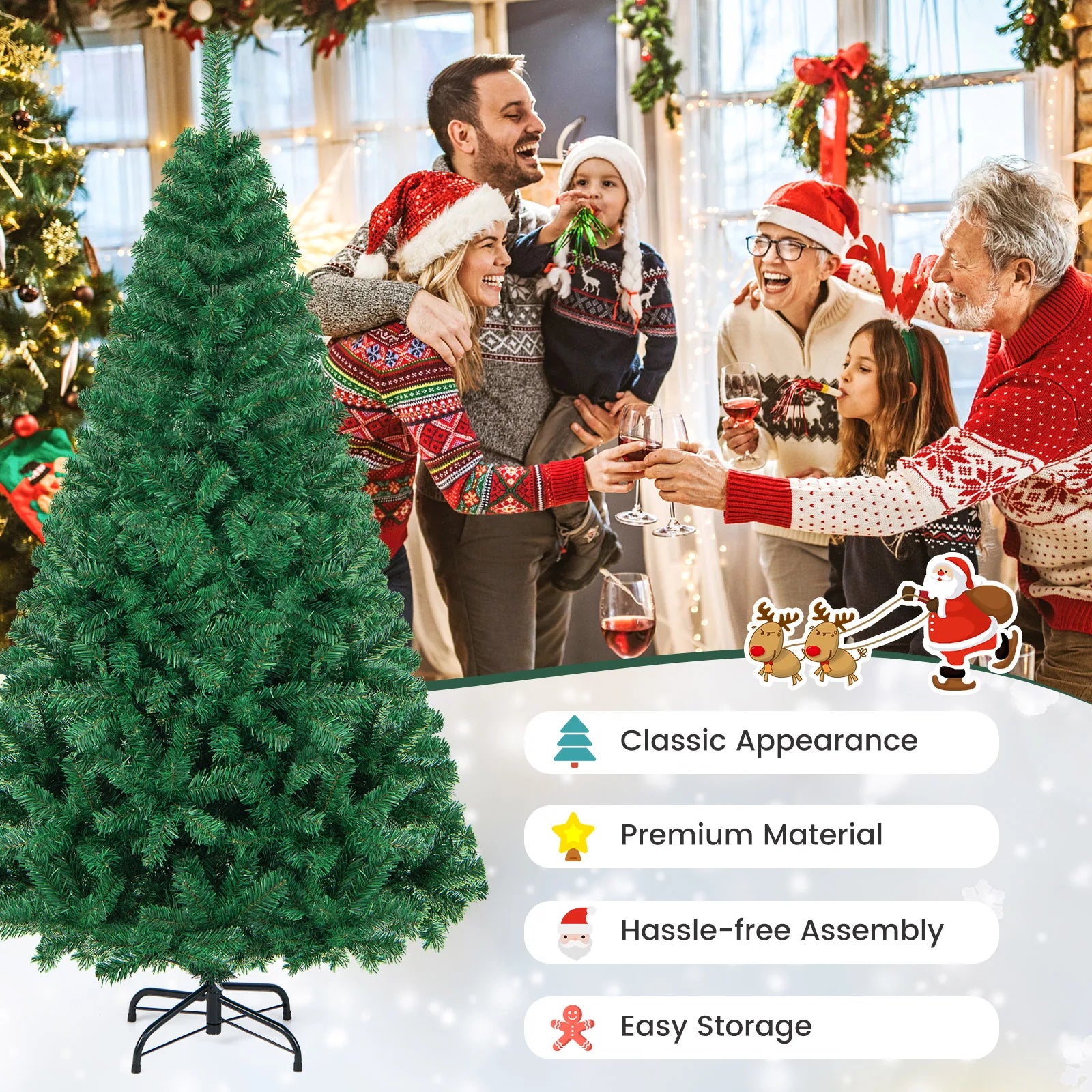 6Ft Artificial PVC Christmas Tree W/Stand Holiday Season Outdoor Green Dragon Crest Co