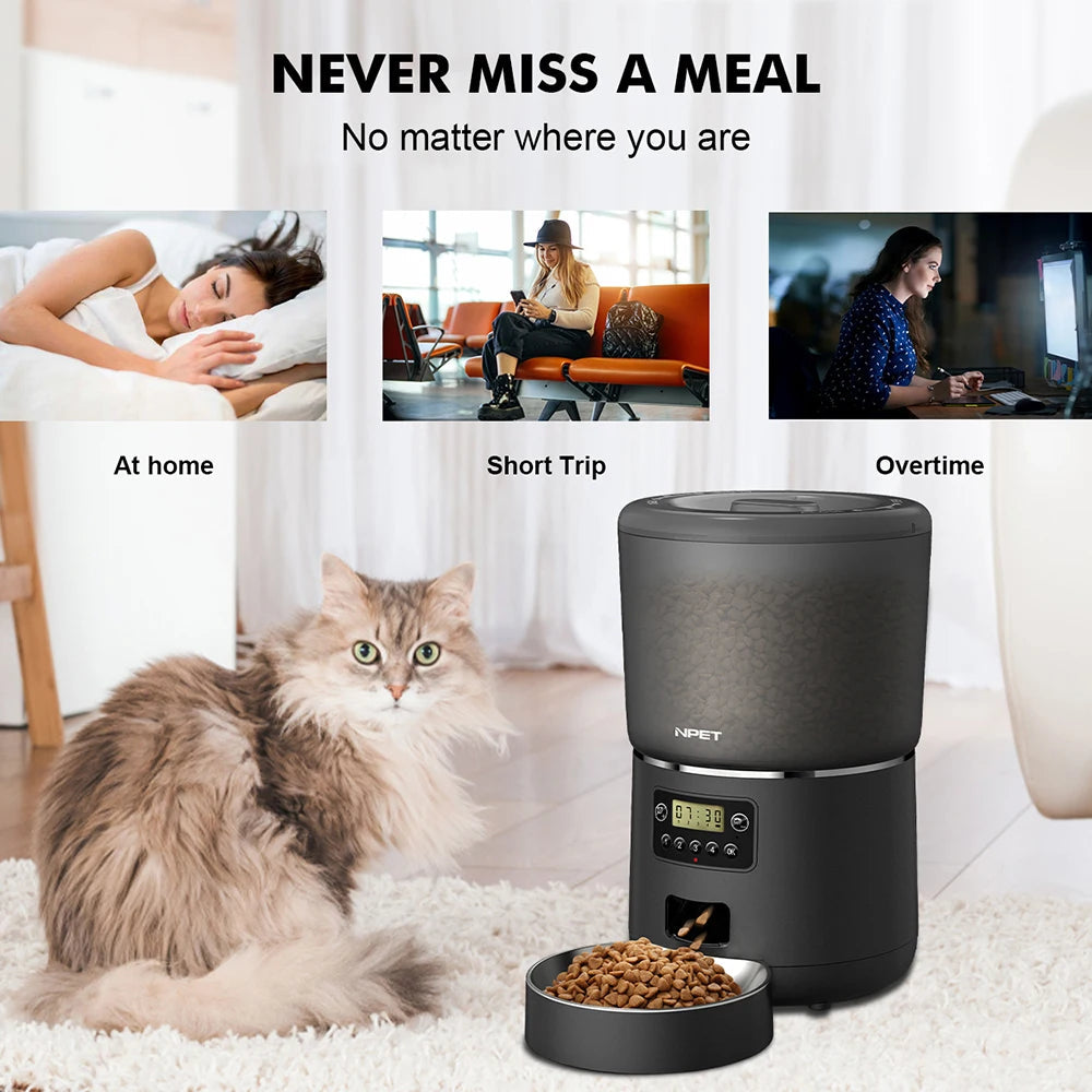NPET 4L Automatic Cat/Dog Feeder with Portion Control | Programmable Dry Food Dispenser | Stainless Steel Bowl for Health | Small to Medium Pets Name to come later