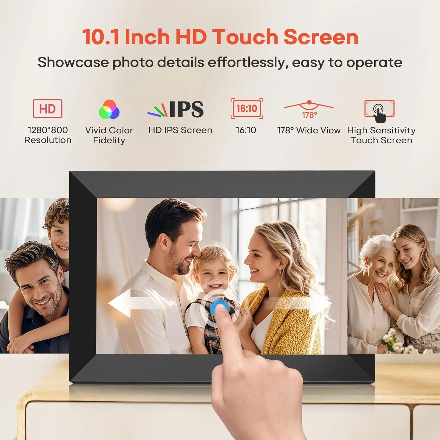 Frameo Digital Picture Frame 10.1 Inch 32GB/64GB Smart WiFi digital photo frame with 1280x800 IPS HD Touch Screen Wall Mountable Name to come later