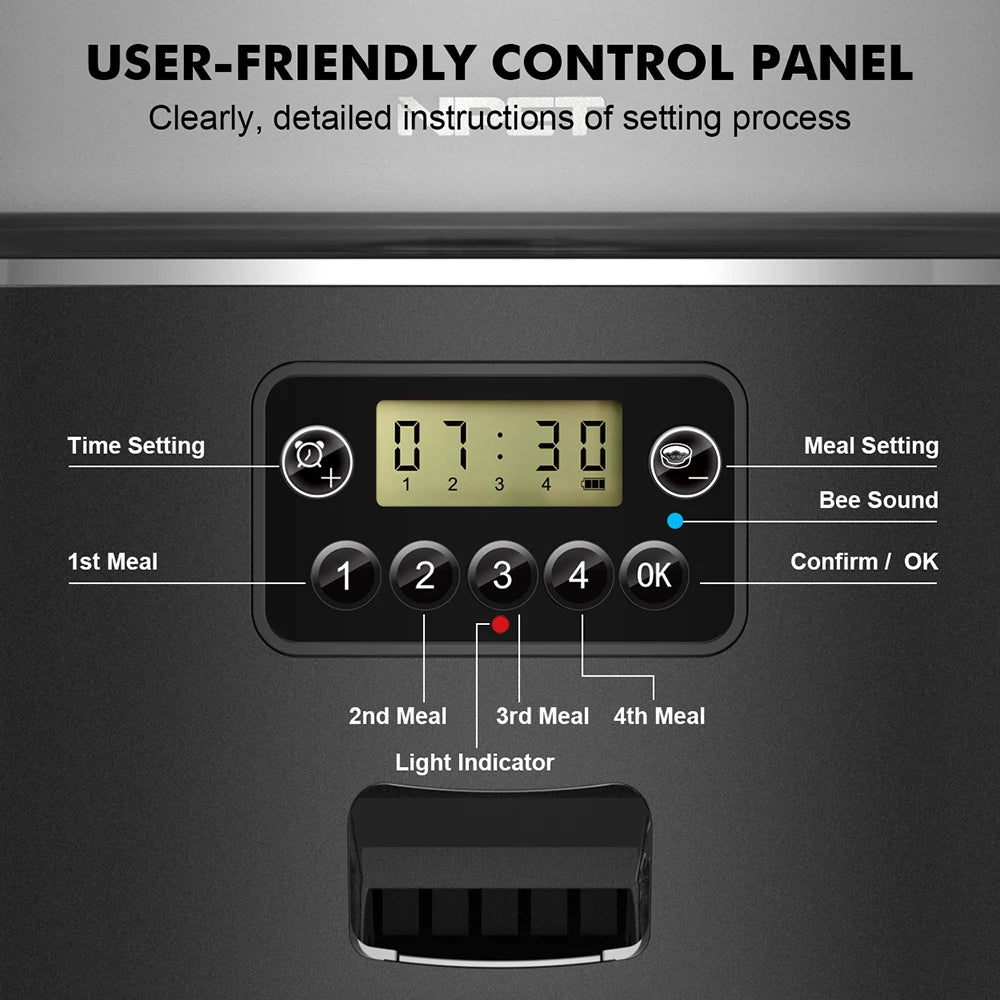 NPET 4L Automatic Cat/Dog Feeder with Portion Control | Programmable Dry Food Dispenser | Stainless Steel Bowl for Health | Small to Medium Pets Name to come later