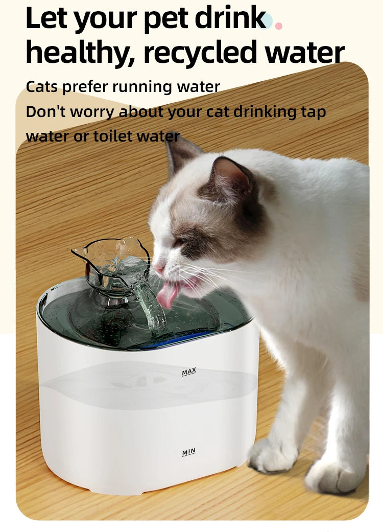 Automatic Pet Water Dispenser 2L, Smart Motion Sensor Cat Dog Fountain | Quiet, USB Powered Drinker with Activated Carbon Filter Name to come later