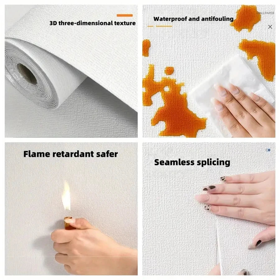 Linen Texture 3D Foam Wall Panels Peel and Stick – Solid Color, Waterproof PVC Wallpaper for Home Renovation Name to come later