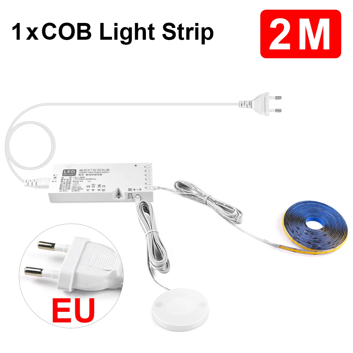 Penetrable Touch Sensor COB LED Strip Light, Hidden Dimmable Under Cabinet Lighting for Wood/Glass, 320Leds/m Name to come later