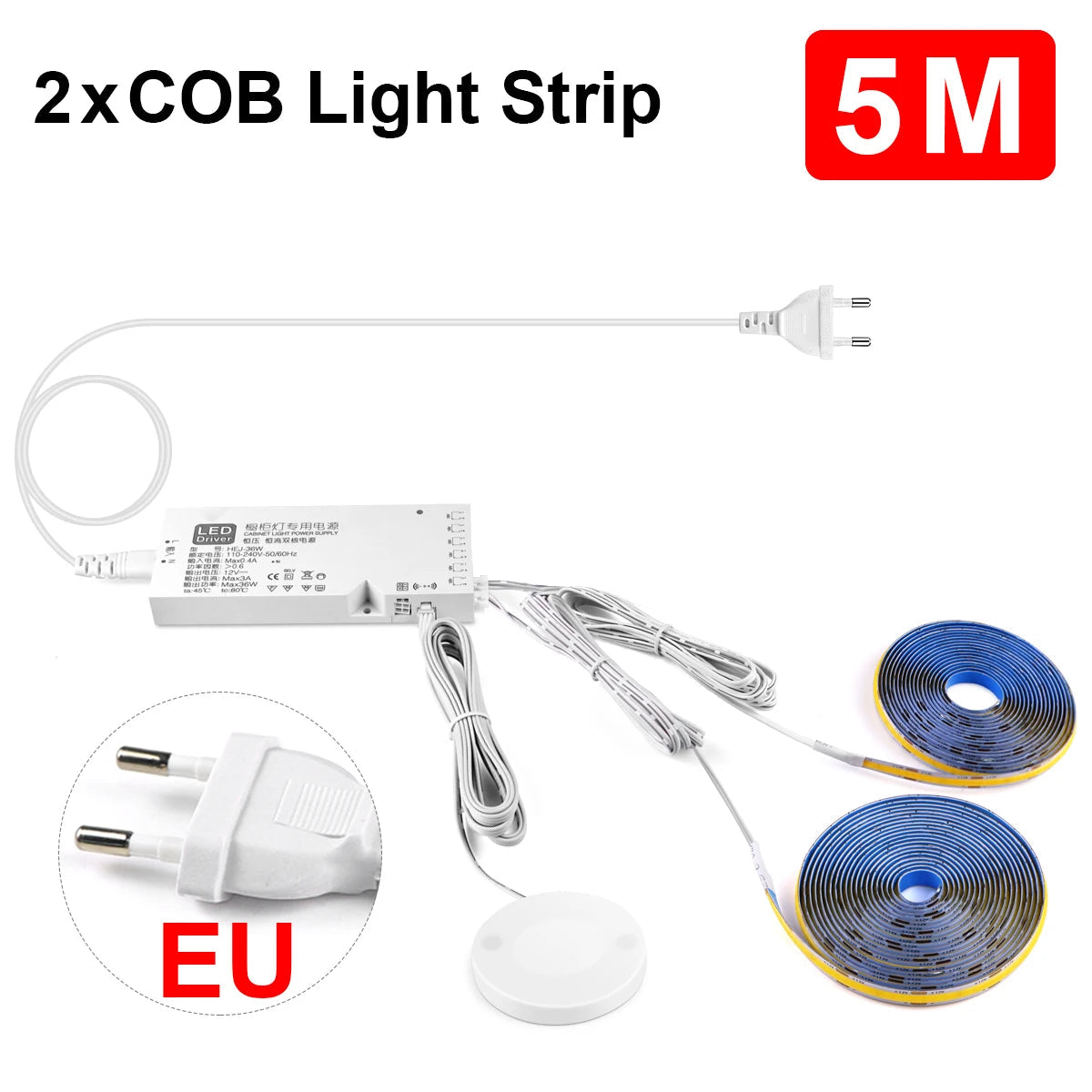 Penetrable Touch Sensor COB LED Strip Light, Hidden Dimmable Under Cabinet Lighting for Wood/Glass, 320Leds/m Name to come later