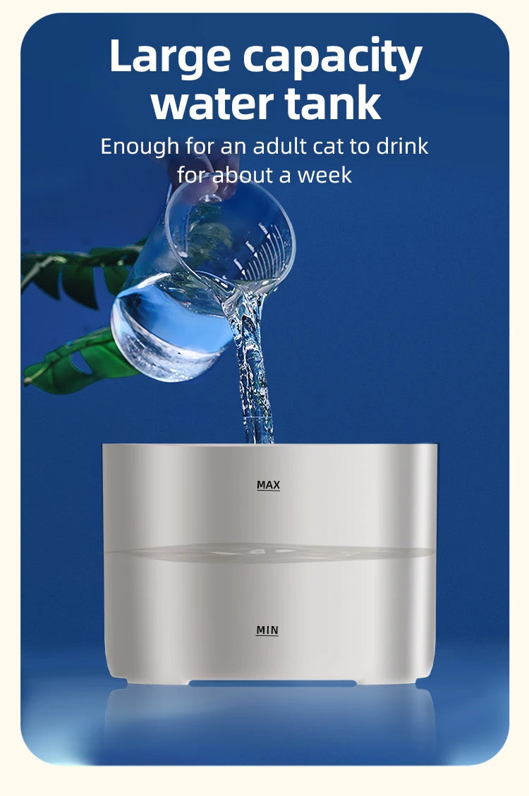 Automatic Pet Water Dispenser 2L, Smart Motion Sensor Cat Dog Fountain | Quiet, USB Powered Drinker with Activated Carbon Filter Name to come later