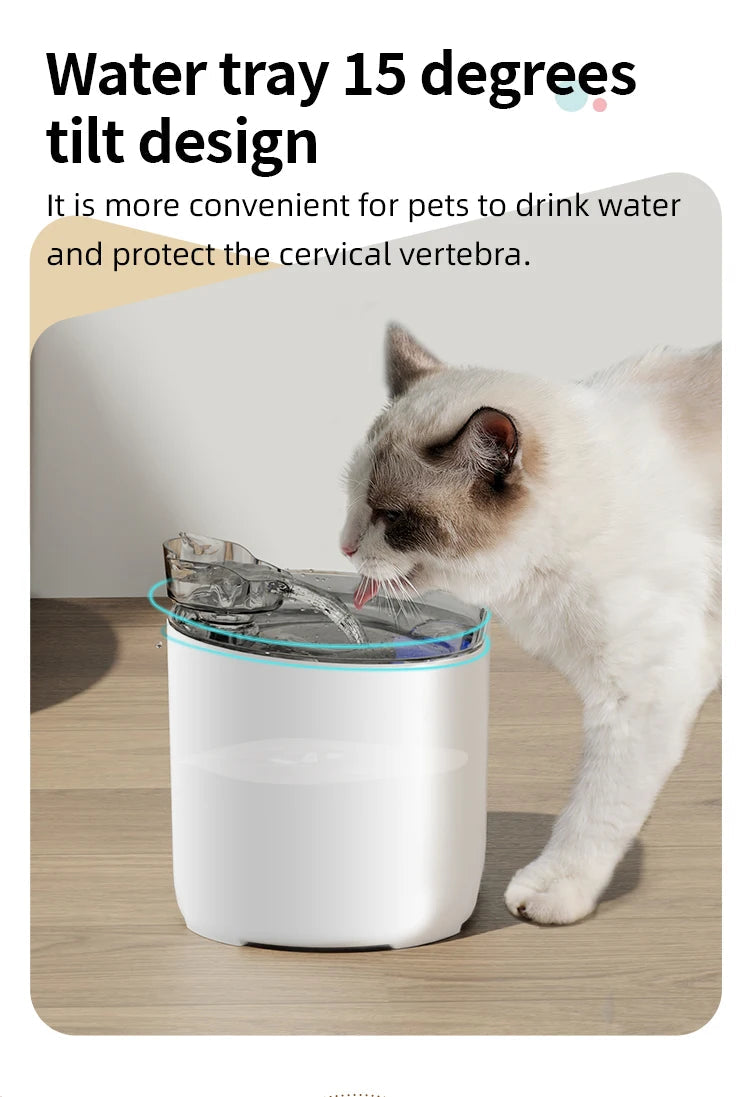 Automatic Pet Water Dispenser 2L, Smart Motion Sensor Cat Dog Fountain | Quiet, USB Powered Drinker with Activated Carbon Filter Name to come later