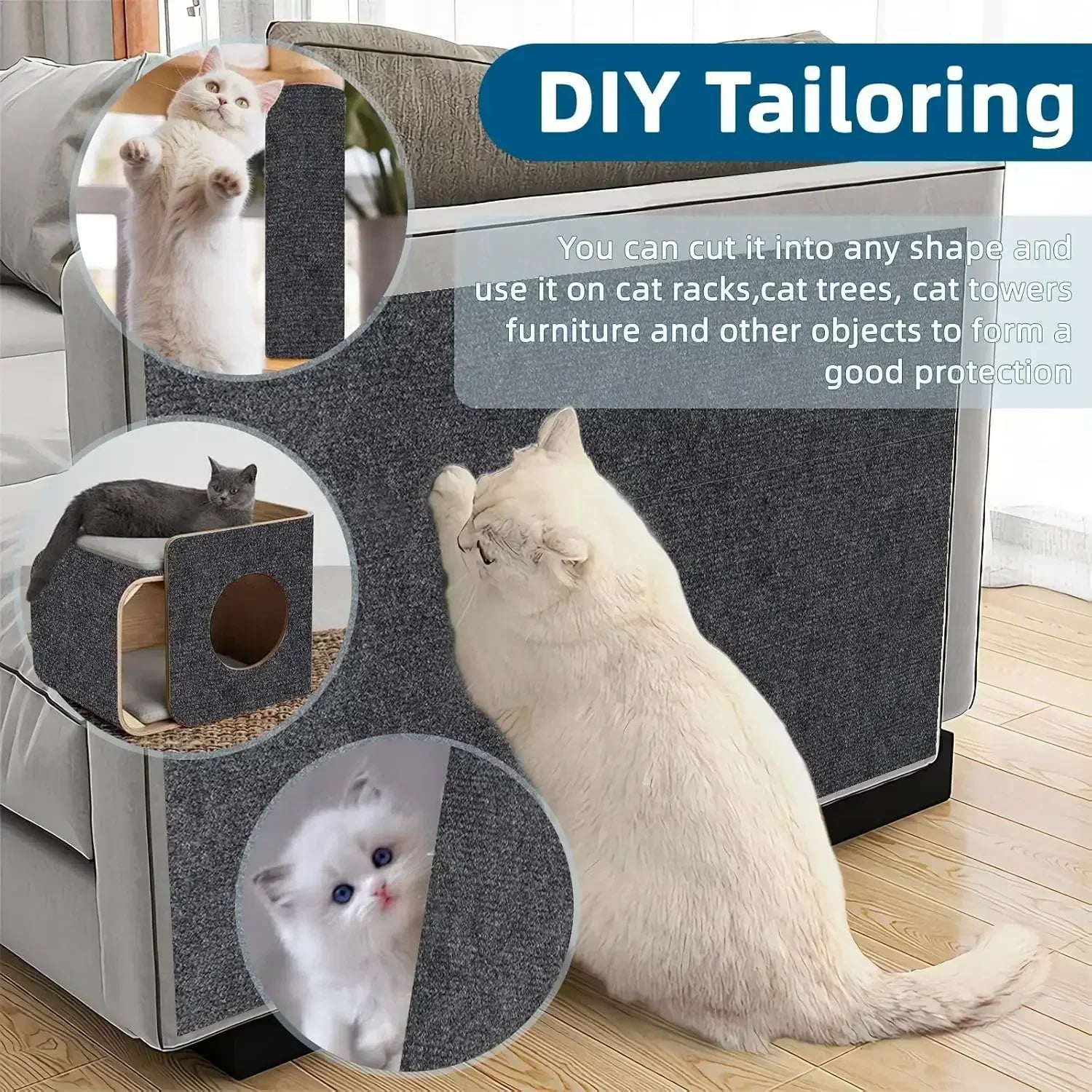 Self-Adhesive Cat Scratching Mat for Sofa Protection | DIY Cut-to-Fit Anti-Scratch Carpet & Cat Scratch Board Name to come later