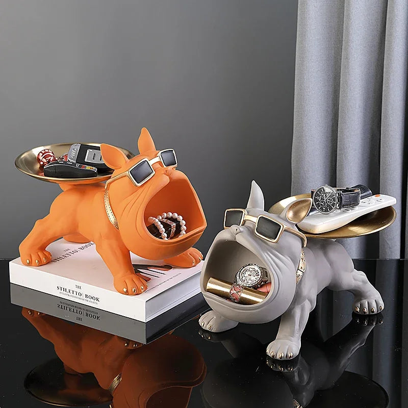 Resin Dog Statue Bulldog Statue Storage Tray Animal Decoration Resin Craft Art Sculpture Statue Dog Sculpture Home Decoration Name to come later