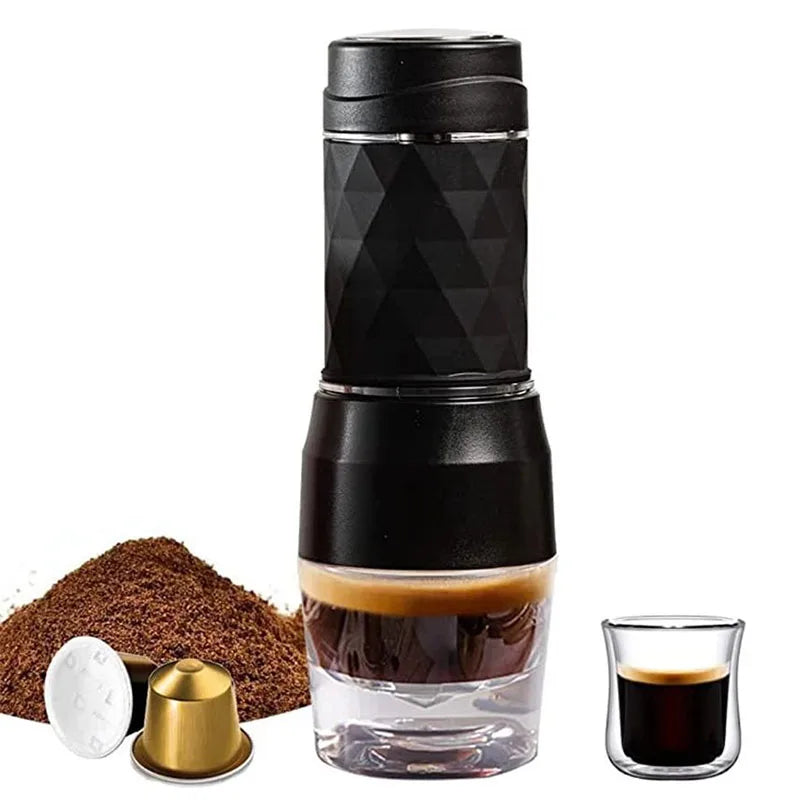 Cafelffe 3 In1 Portable Coffee Machine Hot/Cold Water Manual Espresso Maker For Capsule & Ground Hand Press Brewer hiking Travel Name to come later