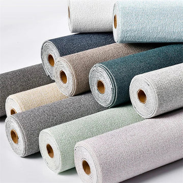 Linen Texture 3D Foam Wall Panels Peel and Stick – Solid Color, Waterproof PVC Wallpaper for Home Renovation