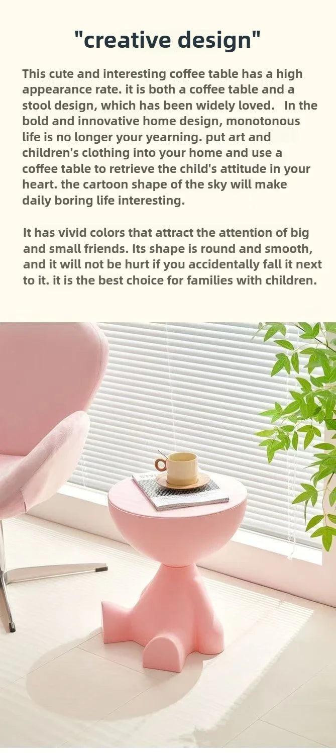 Light Luxury Cartoon Sofa Edge Table Creative Flat Head Coffee Table Small Household Plastic Coffee Table Furniture Side Table Name to come later