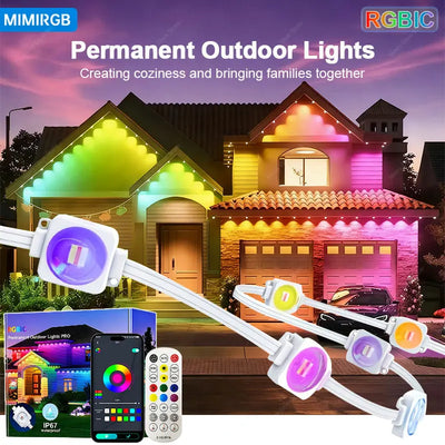 200FT Permanent Outdoor LED Lights RGBIC: Smart DIY Eave Lighting for Christmas & Year-Round Dragon Crest Co