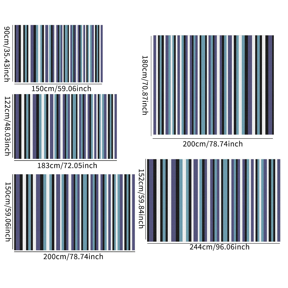 Indoor Outdoor Single Layer Waterproof Reversible Plastic Straw Patio Rugs PP Material Striped Style Carpets Picnic Mat Name to come later