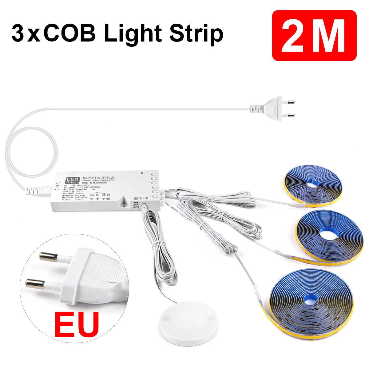 Penetrable Touch Sensor COB LED Strip Light, Hidden Dimmable Under Cabinet Lighting for Wood/Glass, 320Leds/m Name to come later