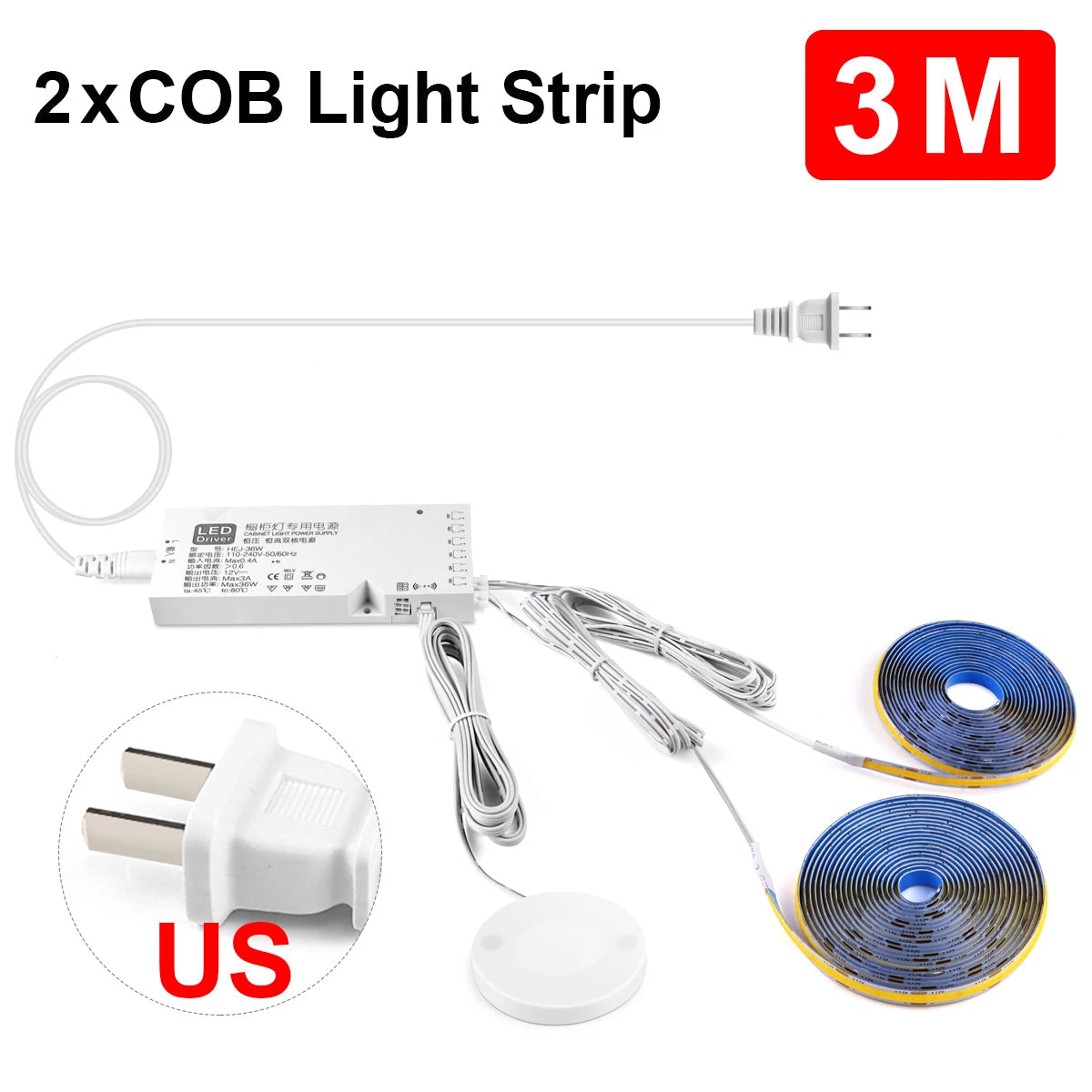 Penetrable Touch Sensor COB LED Strip Light, Hidden Dimmable Under Cabinet Lighting for Wood/Glass, 320Leds/m Name to come later