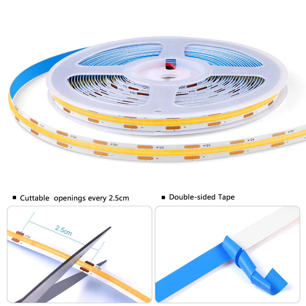 Penetrable Touch Sensor COB LED Strip Light, Hidden Dimmable Under Cabinet Lighting for Wood/Glass, 320Leds/m Name to come later