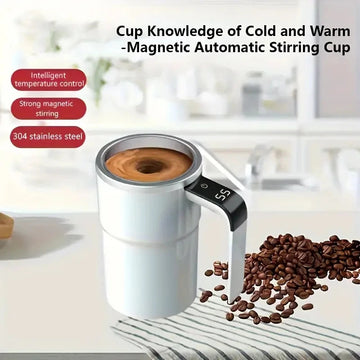 Smart coffee mixing cup LED display|USB charging|magnetic mixing function