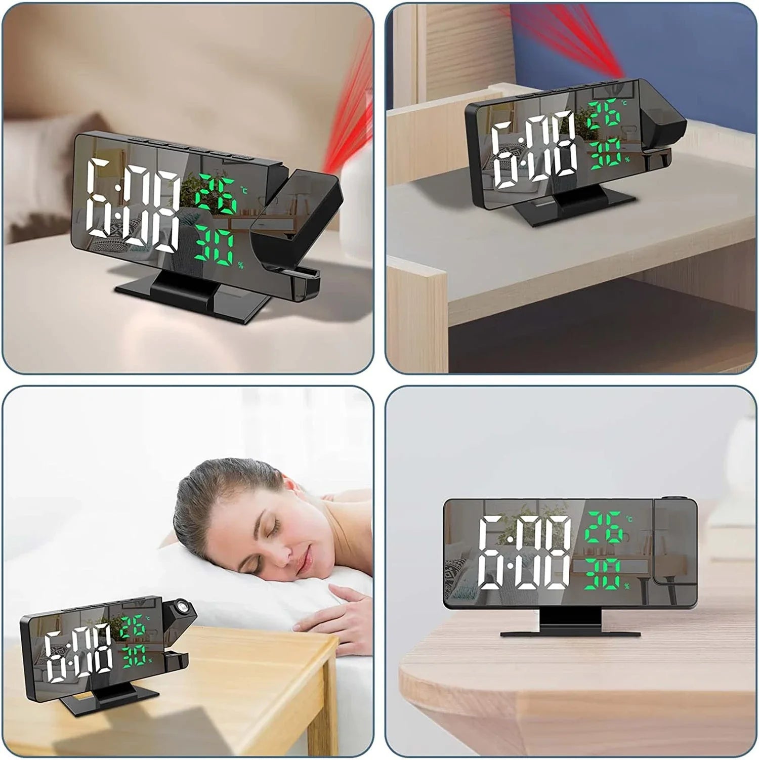 LED Digital Projection Alarm Clock | Ceiling Projector with Time & Temperature Display, Backlight & Snooze for Home Name to come later