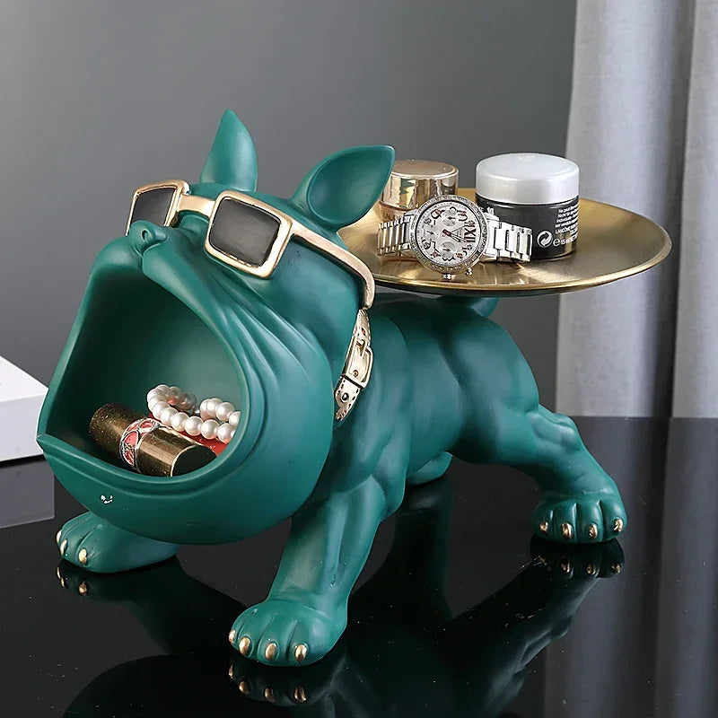 Resin Dog Statue Bulldog Statue Storage Tray Animal Decoration Resin Craft Art Sculpture Statue Dog Sculpture Home Decoration Name to come later