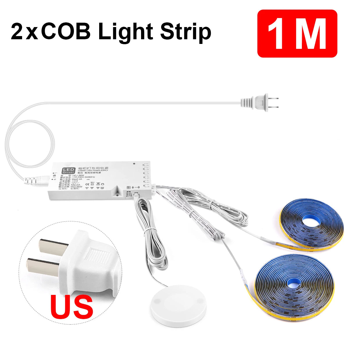 Penetrable Touch Sensor COB LED Strip Light, Hidden Dimmable Under Cabinet Lighting for Wood/Glass, 320Leds/m Name to come later