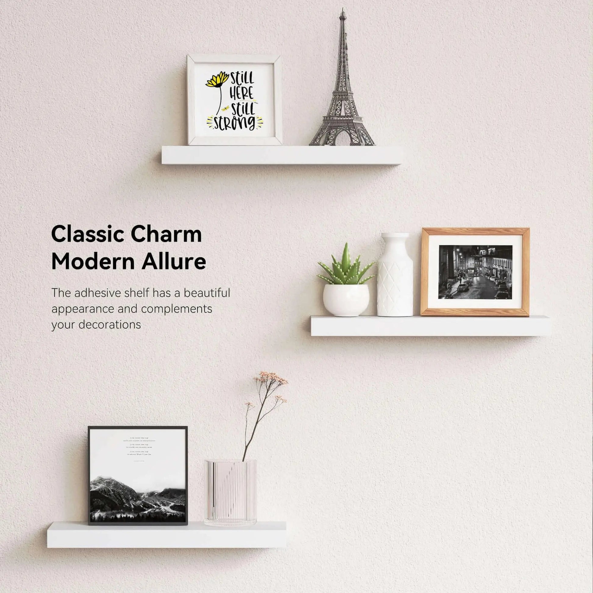 White 6Pcs Floating Shelves, Wall Mounted Small Shelves for Room, Modern Hanging Shelves, Display Wall for Wall Décor Name to come later