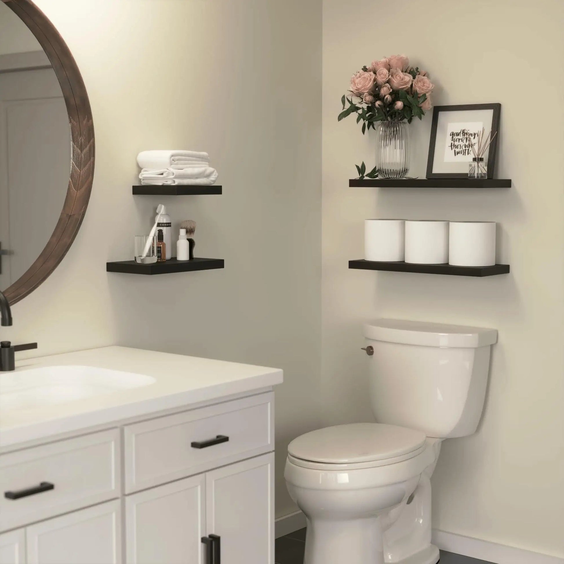 Floating Shelves with Invisible Bracket, Rustic Wood Wall Mounted Shelves Set of 4, Hanging Wall Shelves Display for Room Wall D Name to come later