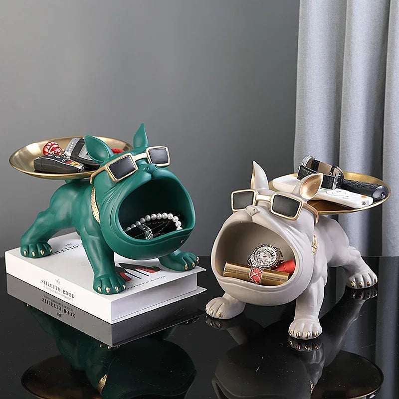 Resin Dog Statue Bulldog Statue Storage Tray Animal Decoration Resin Craft Art Sculpture Statue Dog Sculpture Home Decoration Name to come later