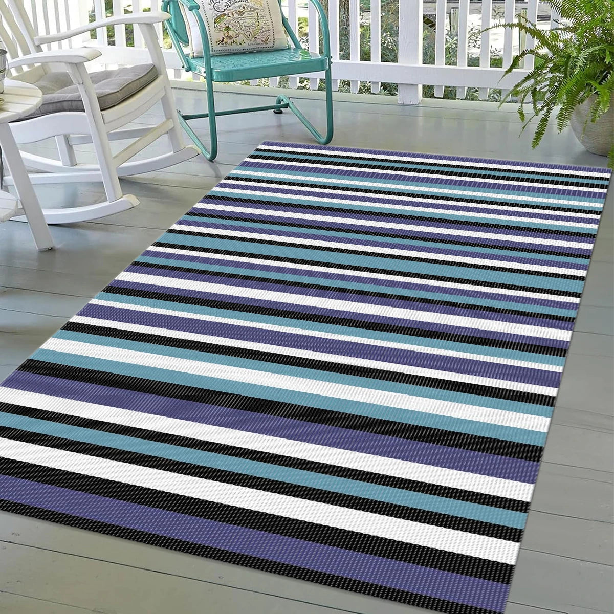 Indoor Outdoor Single Layer Waterproof Reversible Plastic Straw Patio Rugs PP Material Striped Style Carpets Picnic Mat Name to come later