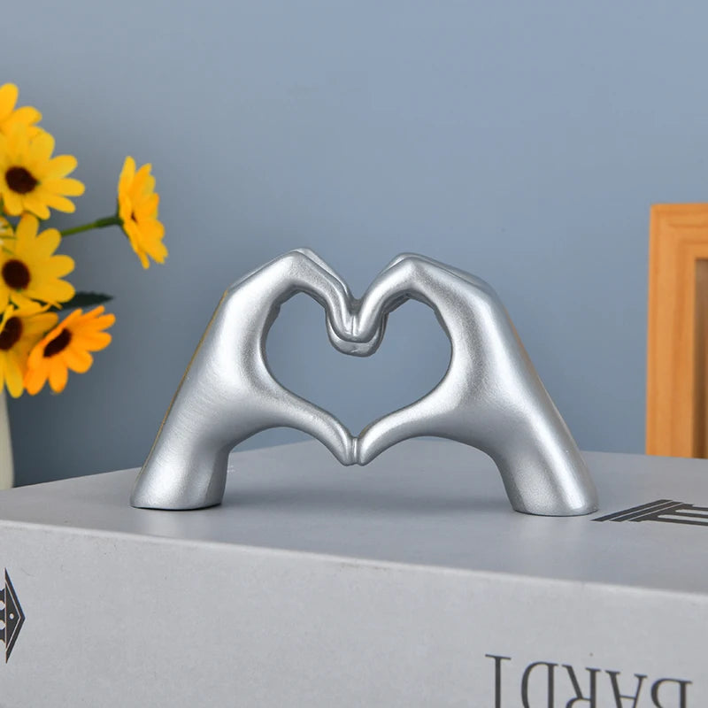 Gold Decoration, Heart Hand Statue Living Room Bedroom Decoration, Love Finger Modern Hand Gesture Sculpture Home Shelf Desktop Name to come later