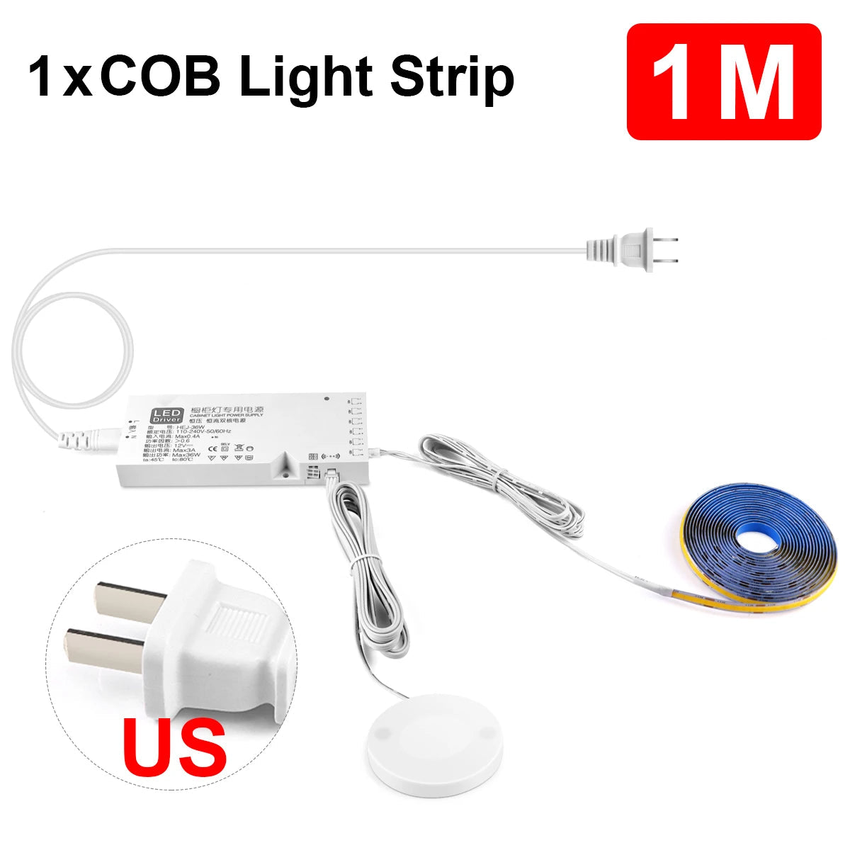 Penetrable Touch Sensor COB LED Strip Light, Hidden Dimmable Under Cabinet Lighting for Wood/Glass, 320Leds/m Name to come later