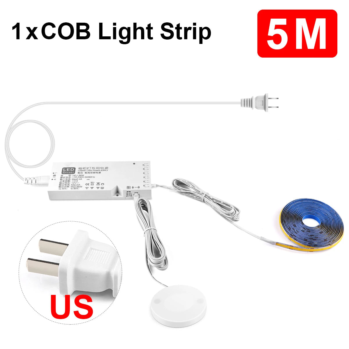 Penetrable Touch Sensor COB LED Strip Light, Hidden Dimmable Under Cabinet Lighting for Wood/Glass, 320Leds/m Name to come later
