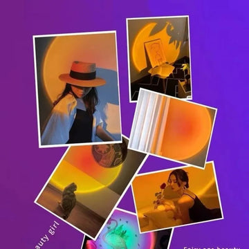 USB Sunset Projector Lamp - LED Rainbow & Neon Night Light for Room Decor & Photography