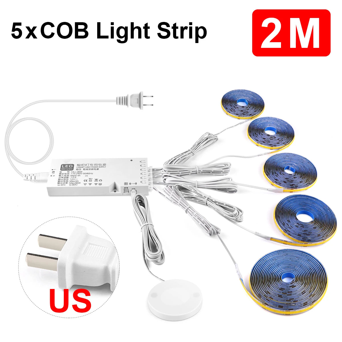 Penetrable Touch Sensor COB LED Strip Light, Hidden Dimmable Under Cabinet Lighting for Wood/Glass, 320Leds/m Name to come later