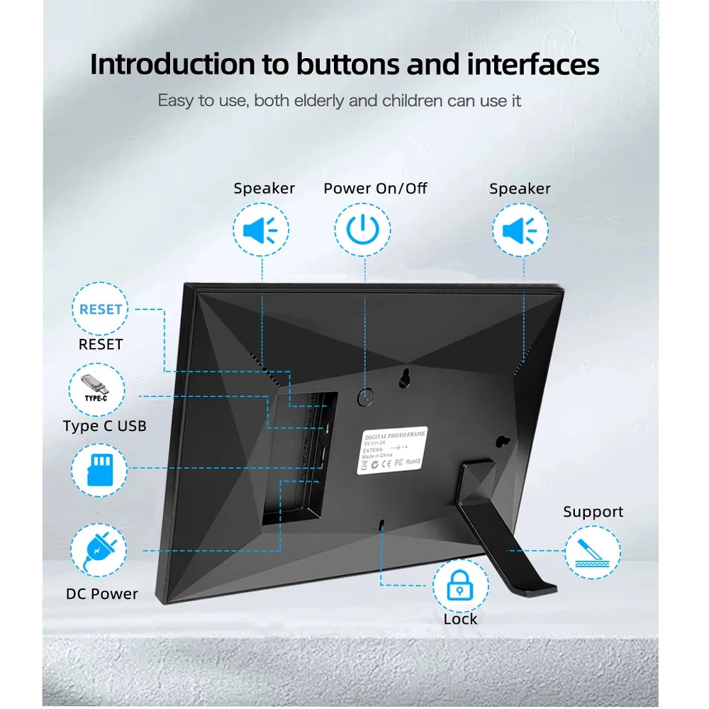 Frameo Digital Picture Frame 10.1 Inch 32GB/64GB Smart WiFi digital photo frame with 1280x800 IPS HD Touch Screen Wall Mountable Name to come later
