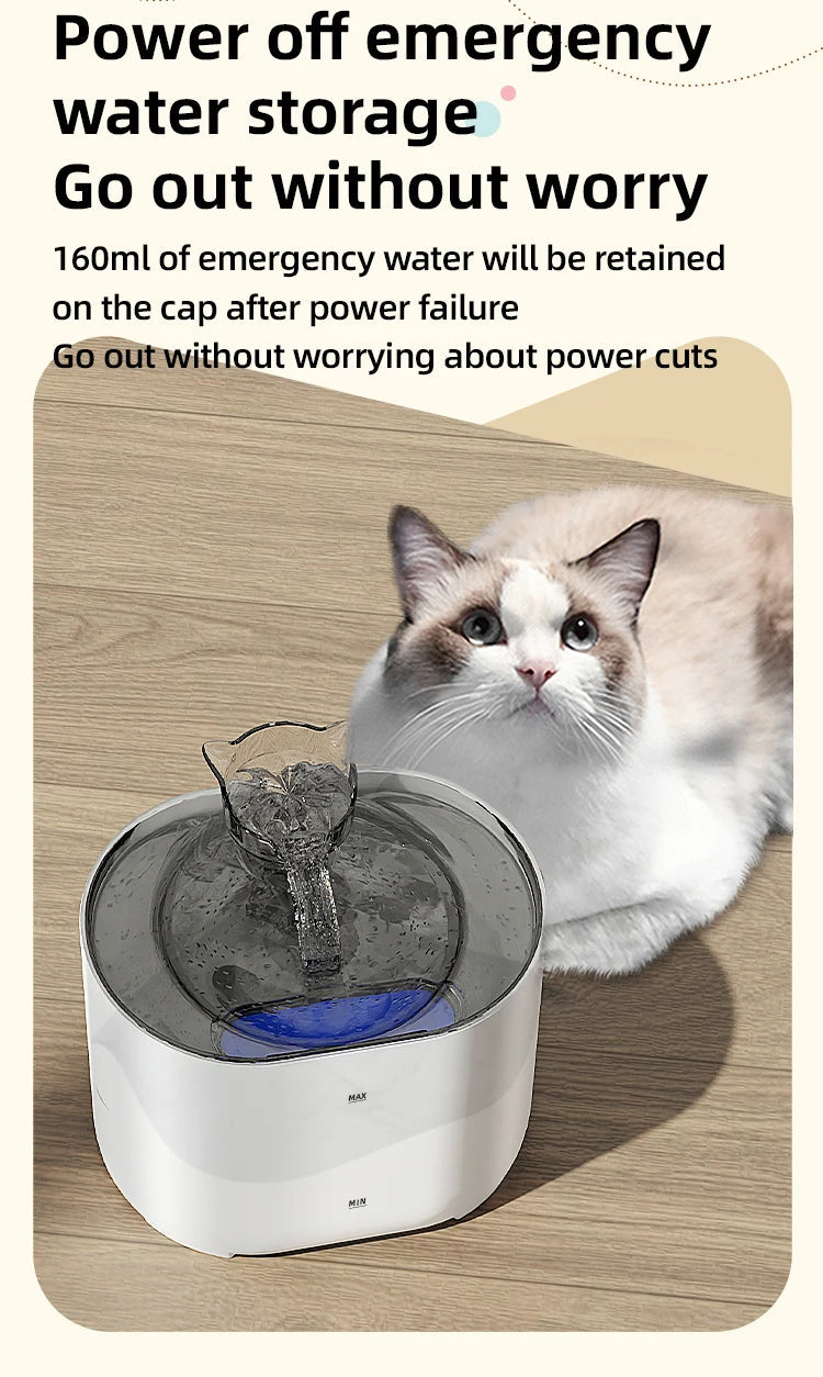 Automatic Pet Water Dispenser 2L, Smart Motion Sensor Cat Dog Fountain | Quiet, USB Powered Drinker with Activated Carbon Filter Name to come later