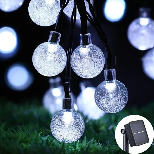 Solar Powered Crystal Globe LED String Lights | IP65 Waterproof | 8 Modes for Garden & Christmas Decor Name to come later
