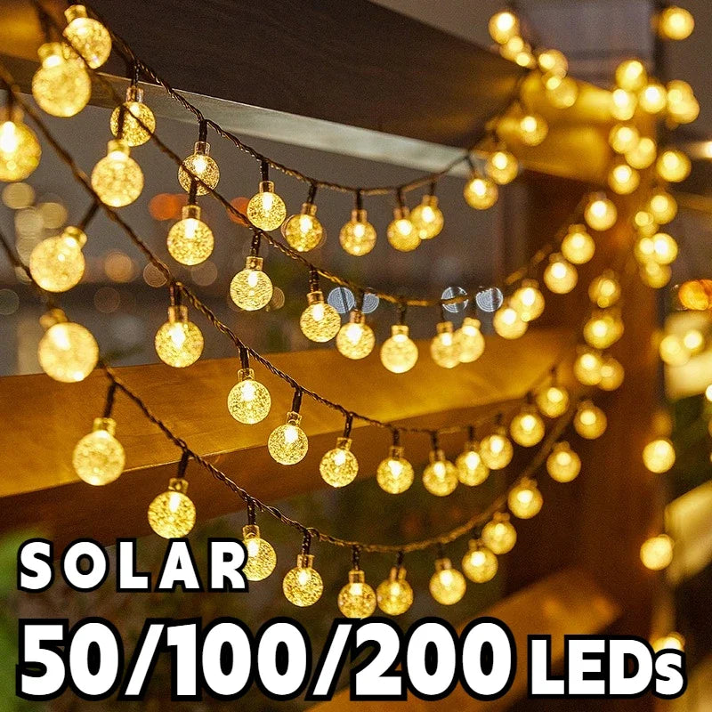 Solar Powered Crystal Globe LED String Lights | IP65 Waterproof | 8 Modes for Garden & Christmas Decor Name to come later
