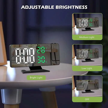 LED Digital Projection Alarm Clock | Ceiling Projector with Time & Temperature Display, Backlight & Snooze for Home