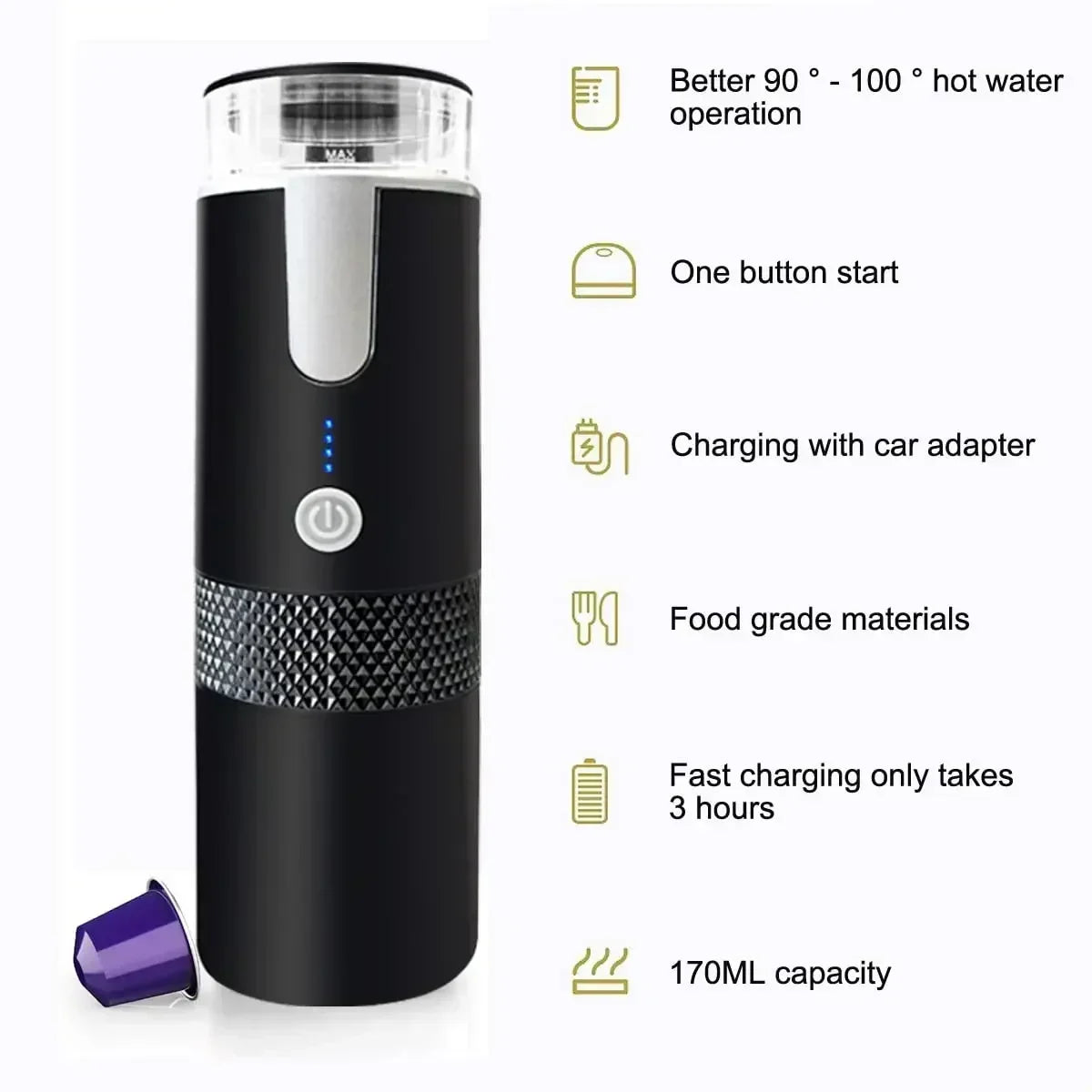 TINSOL Portable Capsule Coffee Maker Electric Coffee Brewer For Ground Coffee and KCUP Capsule Coffee Without Heat Function Name to come later