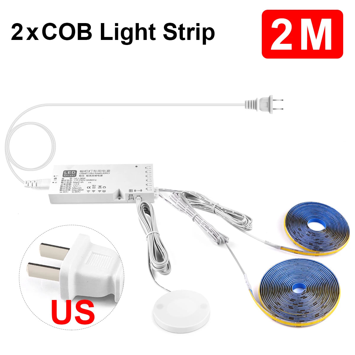 Penetrable Touch Sensor COB LED Strip Light, Hidden Dimmable Under Cabinet Lighting for Wood/Glass, 320Leds/m Name to come later
